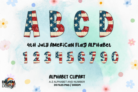 4th of July Flag Doodle Alphabet Guide
