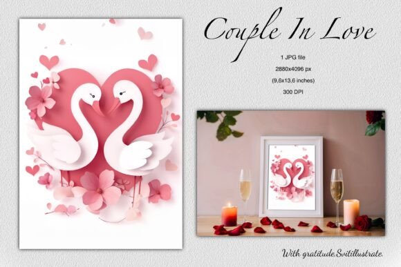A Couple of White Swans in Love: A Timeless Symbol for Romantic Design