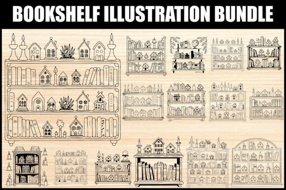 Bookshelf with Mini House Decor Set