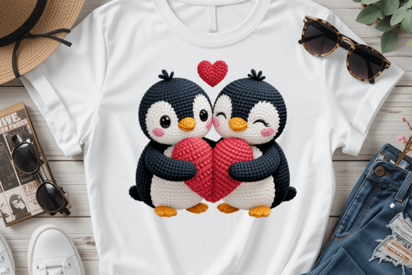 Crochet Duo Penguin Couple PNG