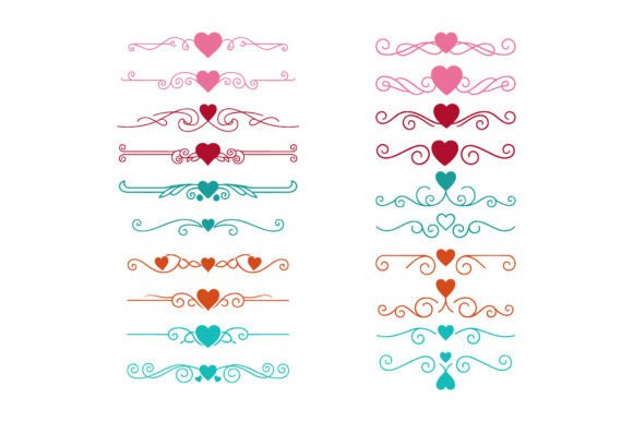 Cute Heart Divider Elements Set