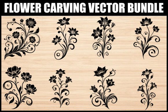 Elegant Flower Carving Vector Set: A Practical Resource for Precision Crafting