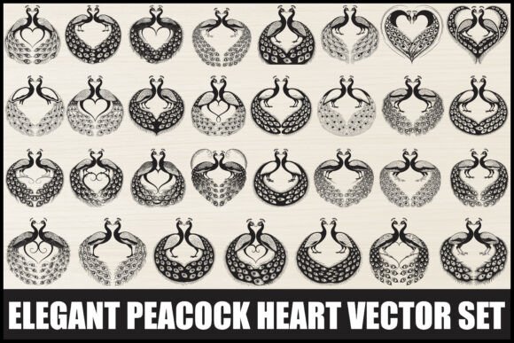 Elegant Peacock Heart Vector Set: A Comprehensive Guide to Romantic Digital Art Assets