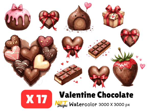 Elevate Your Valentine's Designs with Watercolor Valentine Chocolate Clipart