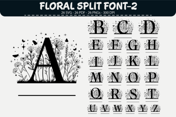 Elevating Brand Identity with the Floral Split Alphabet – 26 Designs