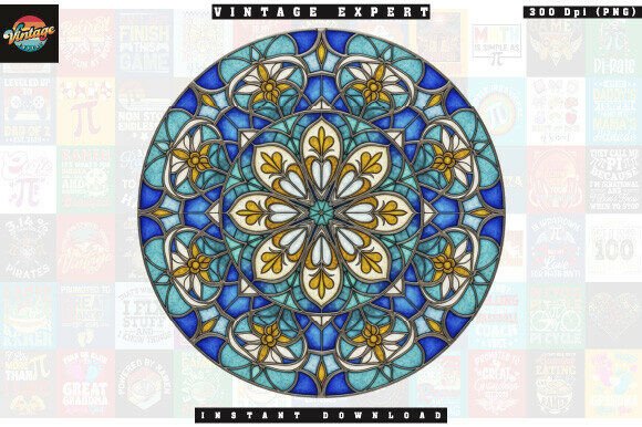Elevating Digital Design with Stained Glass Geometric Mandala Clipart