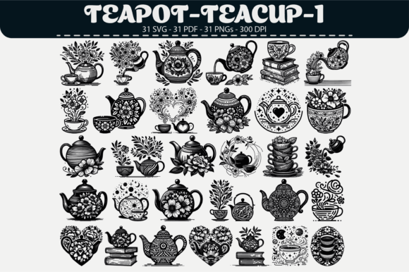 Elevating Digital Design with Teapot Teacup Vector Clipart