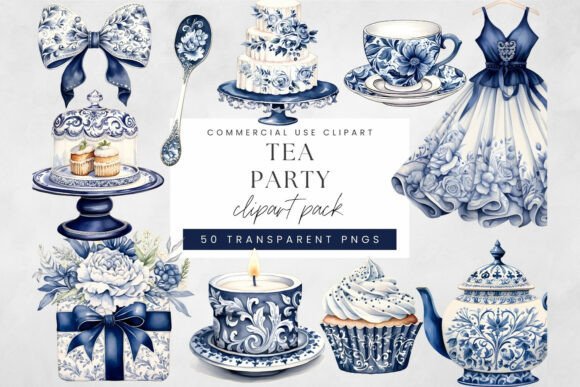 Evaluating Tea Party Watercolor Clipart PNG Elegant for Professional Design