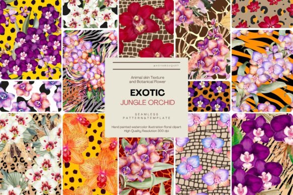 Exotic Jungle Orchid Pattern Template: Elevating Design with Botanical Elegance