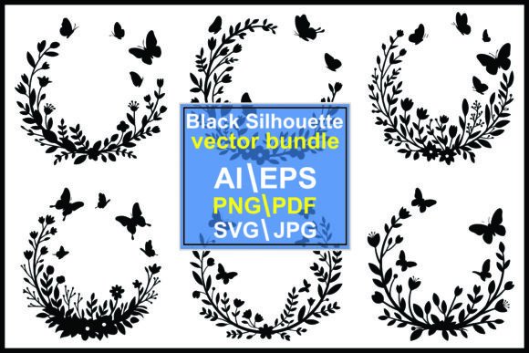 Floral Wreaths Butterflies Silhouette: A Versatile Design Resource for Modern Creators