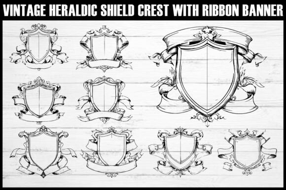 Hand-Drawn Heraldic Shield & Ribbon