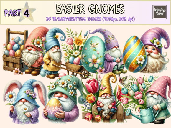Integrating Easter Gnomes P4 Clipart into Your Creative Workflow