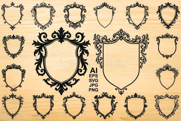 Integrating the Ornate Shield Frame Silhouette Set into Professional Design Workflows