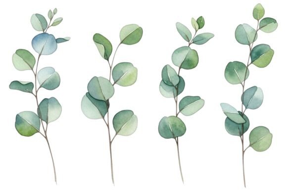 Mastering Botanical Design with a Watercolor Eucalyptus Leaves Set