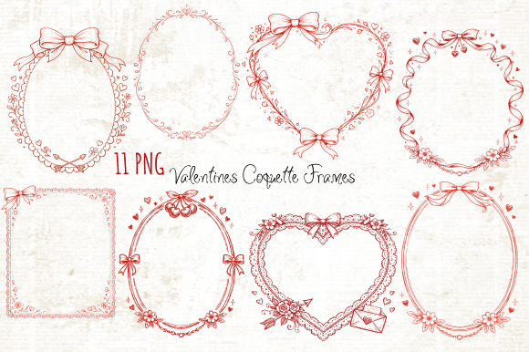 Strategic Design with Valentines Coquette Frames PNG for Brand and Creative Impact