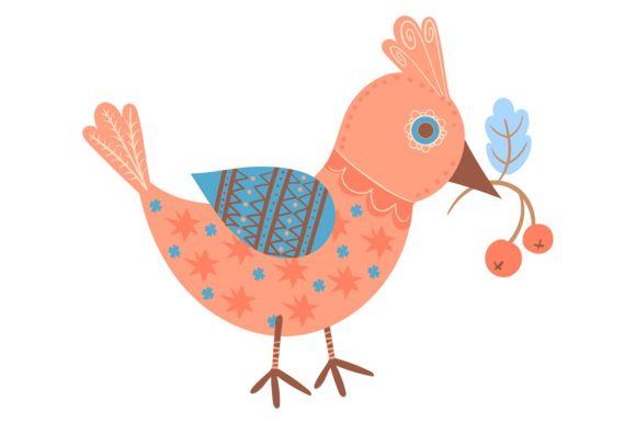 Strategic Integration of Ornamental Bird in Scandinavian Style. D for Brand Identity
