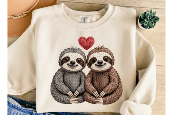 Valentine Crochet Sloth Couple PNG Guide