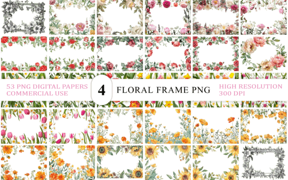 Vintage Floral Frame PNG Transparent Guide